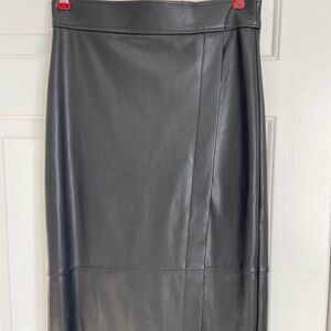 LOFT Faux Leather Black Pencil Skirt Size 2